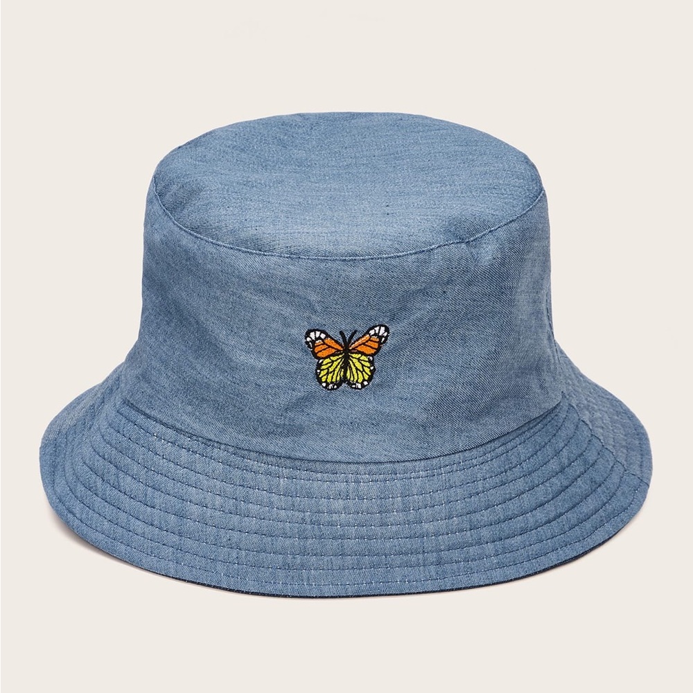 Butterfly Embroidery Bucket Hat